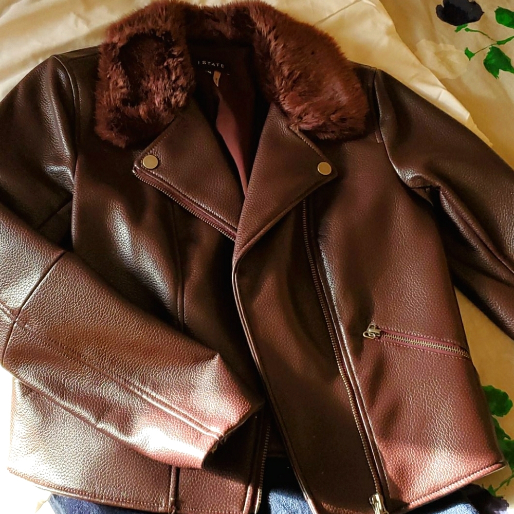 Faux leather moto jacket